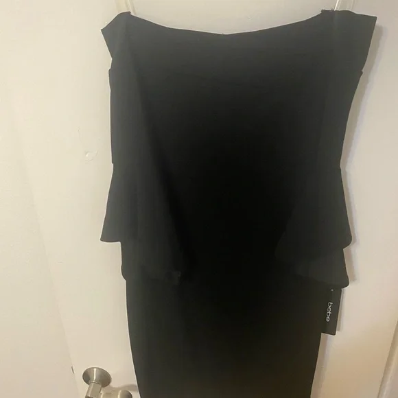 bebe Black Off The Shoulder Dress Midi - Picture 7 of 9